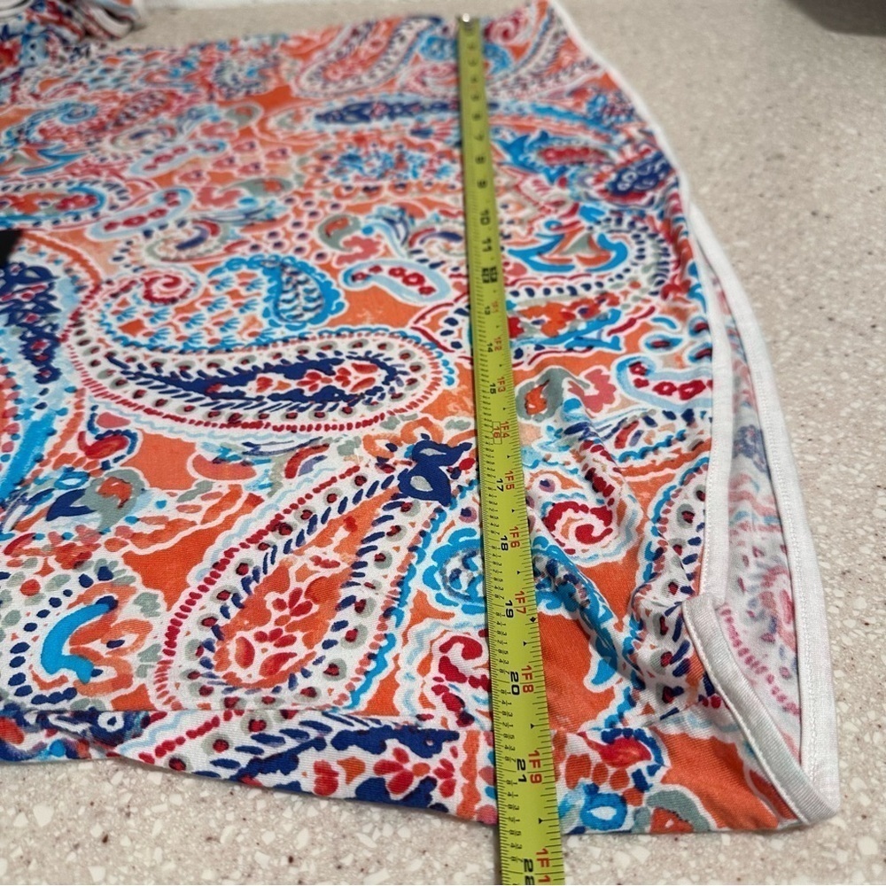 Cable & Gauge 3/4 Ruffle Bell Short Sleeve Blouse Paisley White Hem Large NWT - Picture 9 of 15